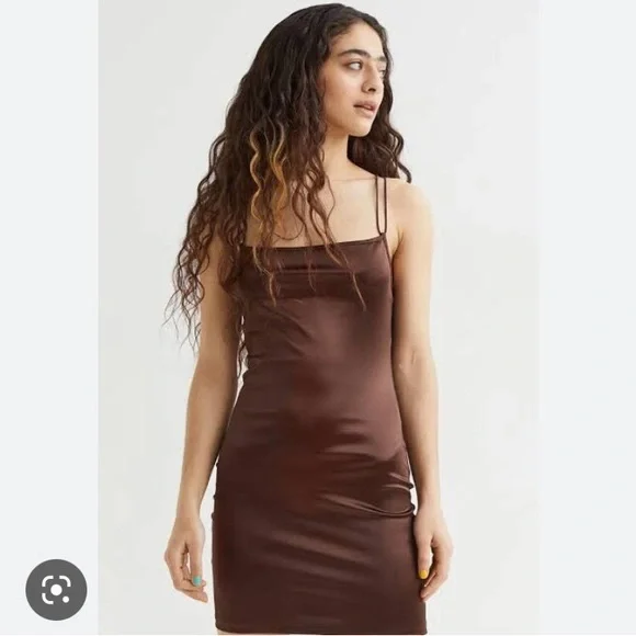 H&M Dresses Hm Brown Satin Dress Poshmark